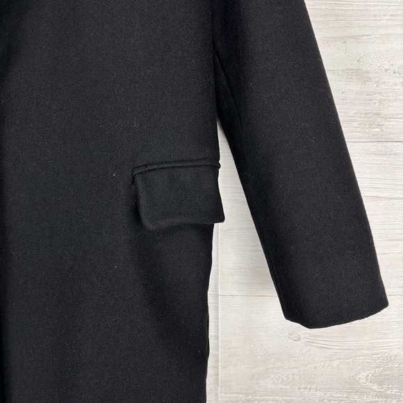 All Saints Oren Rib Wool Coat Women XS Black Long Sleeves Overcoat Italian Cloth - Picture 5 of 16